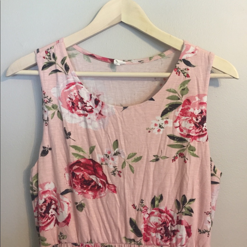 Pinkblush—Pink Rose Print Sleeveless Maxi— XL